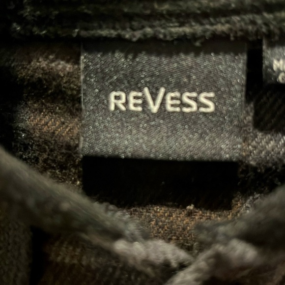 Medium Flannel with Hood, brown black and gray with chest pockets - Picture 3 of 3